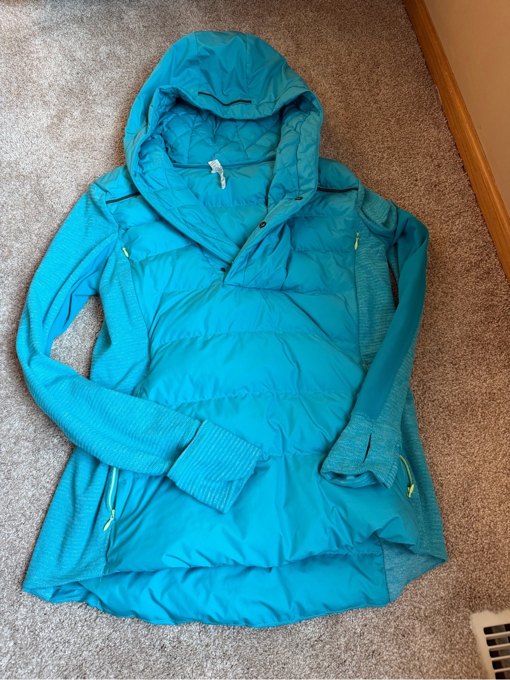 lululemon athletica Teal Hybrid Hooded Puffer Pullover Jacket
